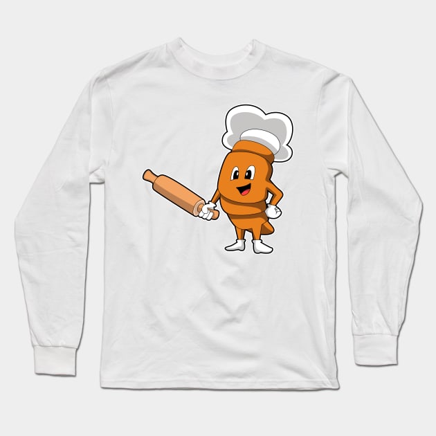 Bread as Cook with Rolling pin Long Sleeve T-Shirt by Markus Schnabel